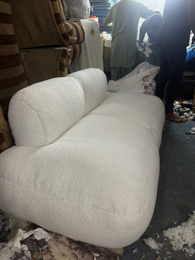 Curved Sofa in Textured Cloth