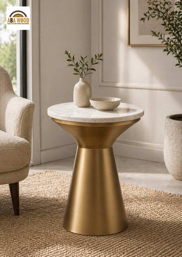 Brass Drum Side Table