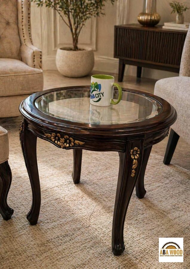 Cabriole Glass Top Side Table