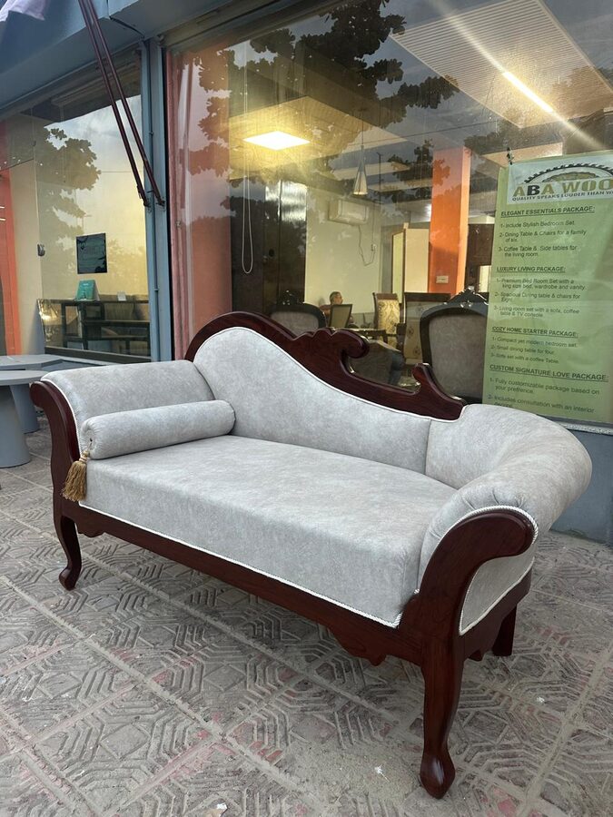 Carved Chaise with Bolster