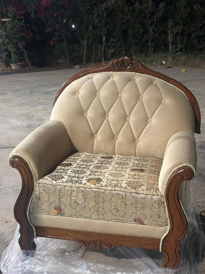 Carved Tufted Armchair
