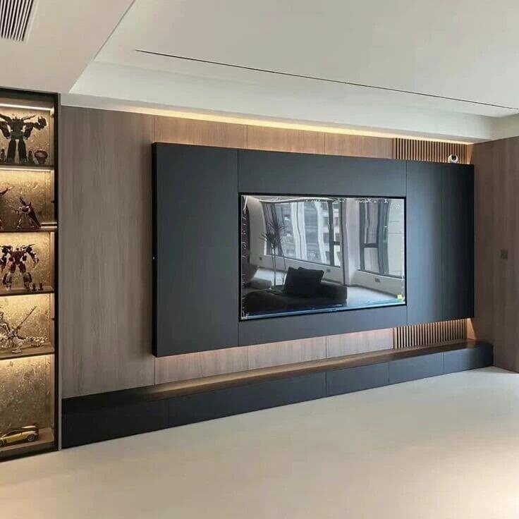 Media Wall with Lit Niches