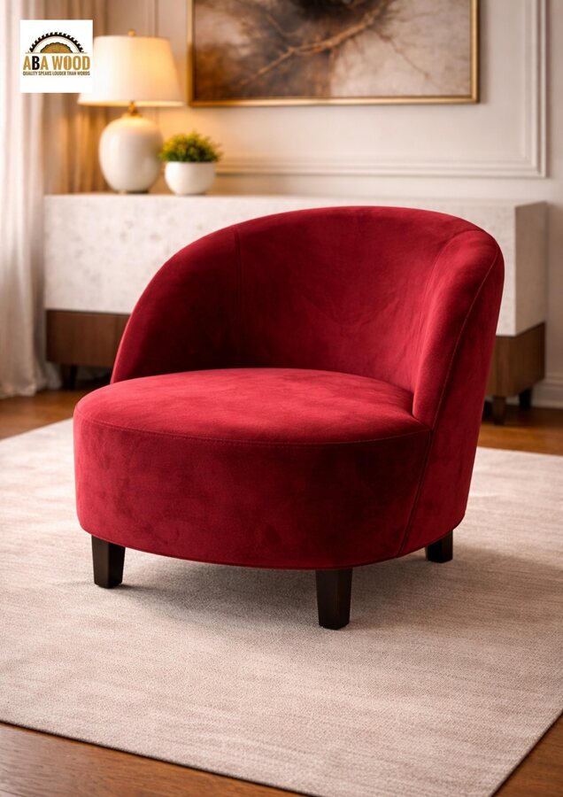 Red Velvet Tub Chair
