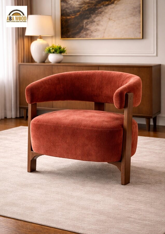 Curved Armchair with Timber Arms
