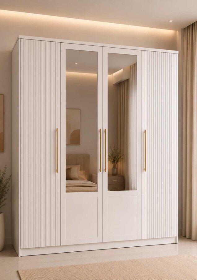 White Ribbed Wardrobe
